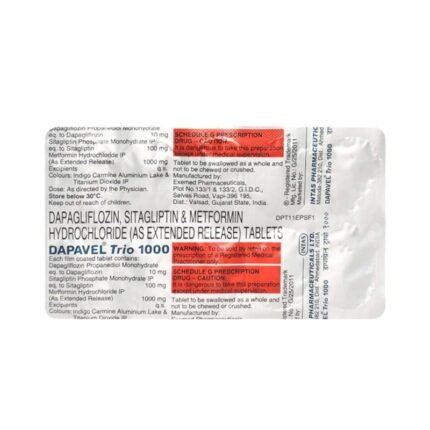 Buy DAPAVEL TRIO 1000MG Online at Classic Medico