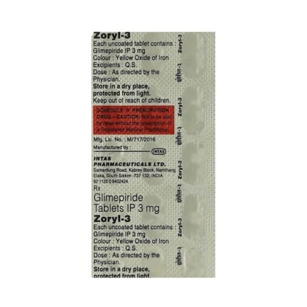 Buy ZORYL 3 Online at Classic Medico