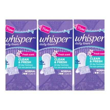 Buy Whisper Panty Liners Regular 20 Online at Classic Medico